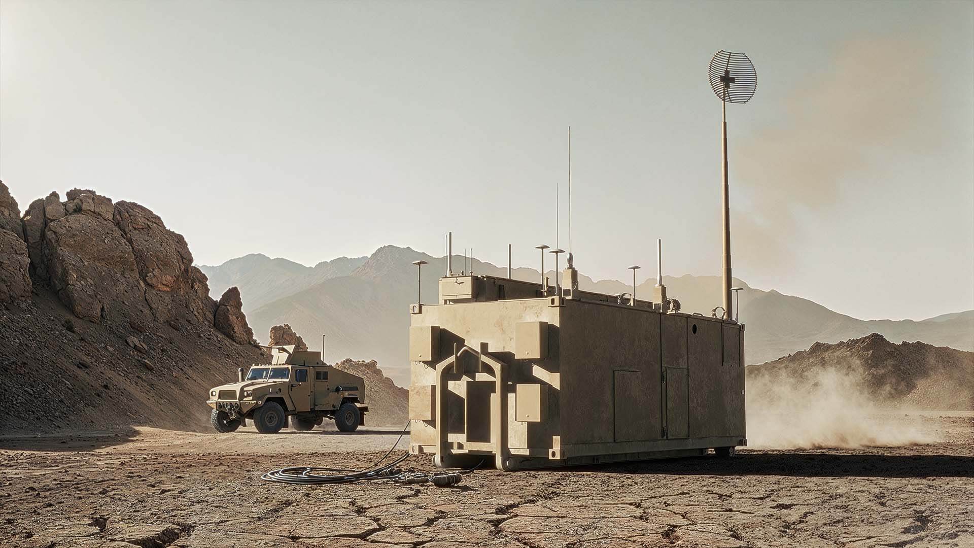 Kuva kontista aavikkomaisemassa kuvasuhteessa 16x9.